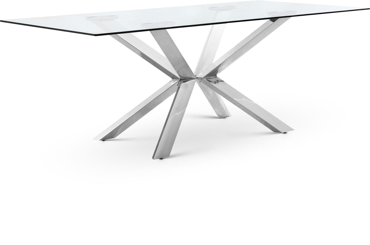 Juno - Glass Dining Table - Silver
