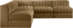 Rummi - Armless Velvet Performance Fabric Upholstered 5 Piece Modular Sectional