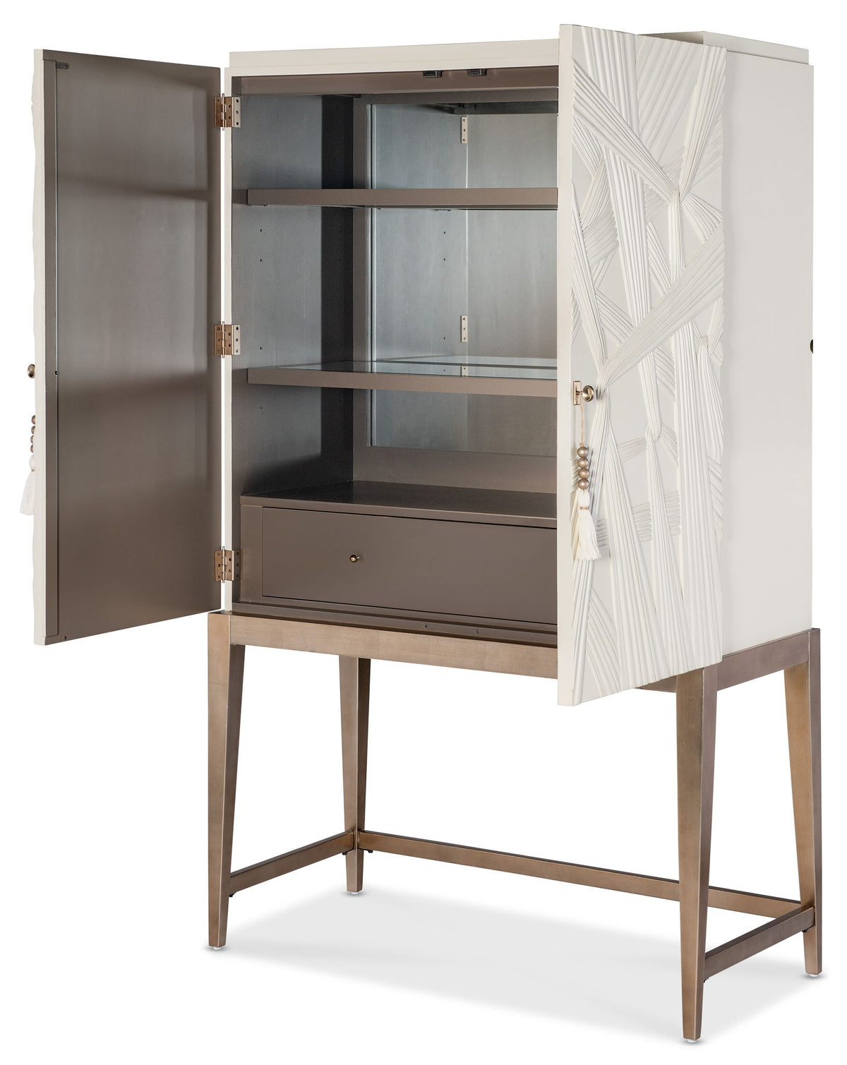 Melange - Dream Weaver Bar Cabinet - White / Light Brown