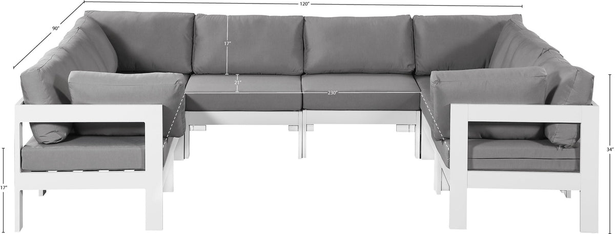 Nizuc - Outdoor Patio 8 Piece Modular Sectional With White Frame