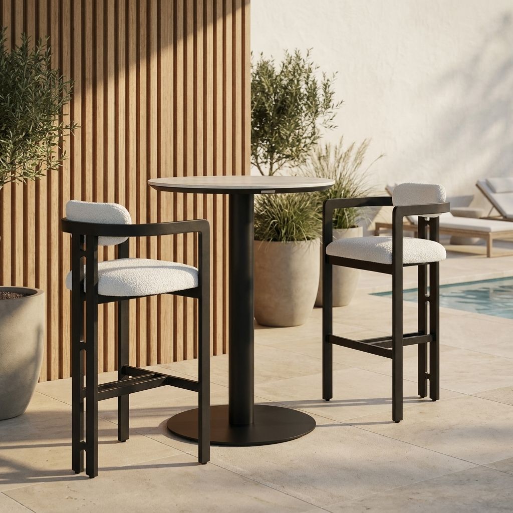 Jazmin - 3-Piece Outdoor Bar Height Bistro Dining Set - White / Black
