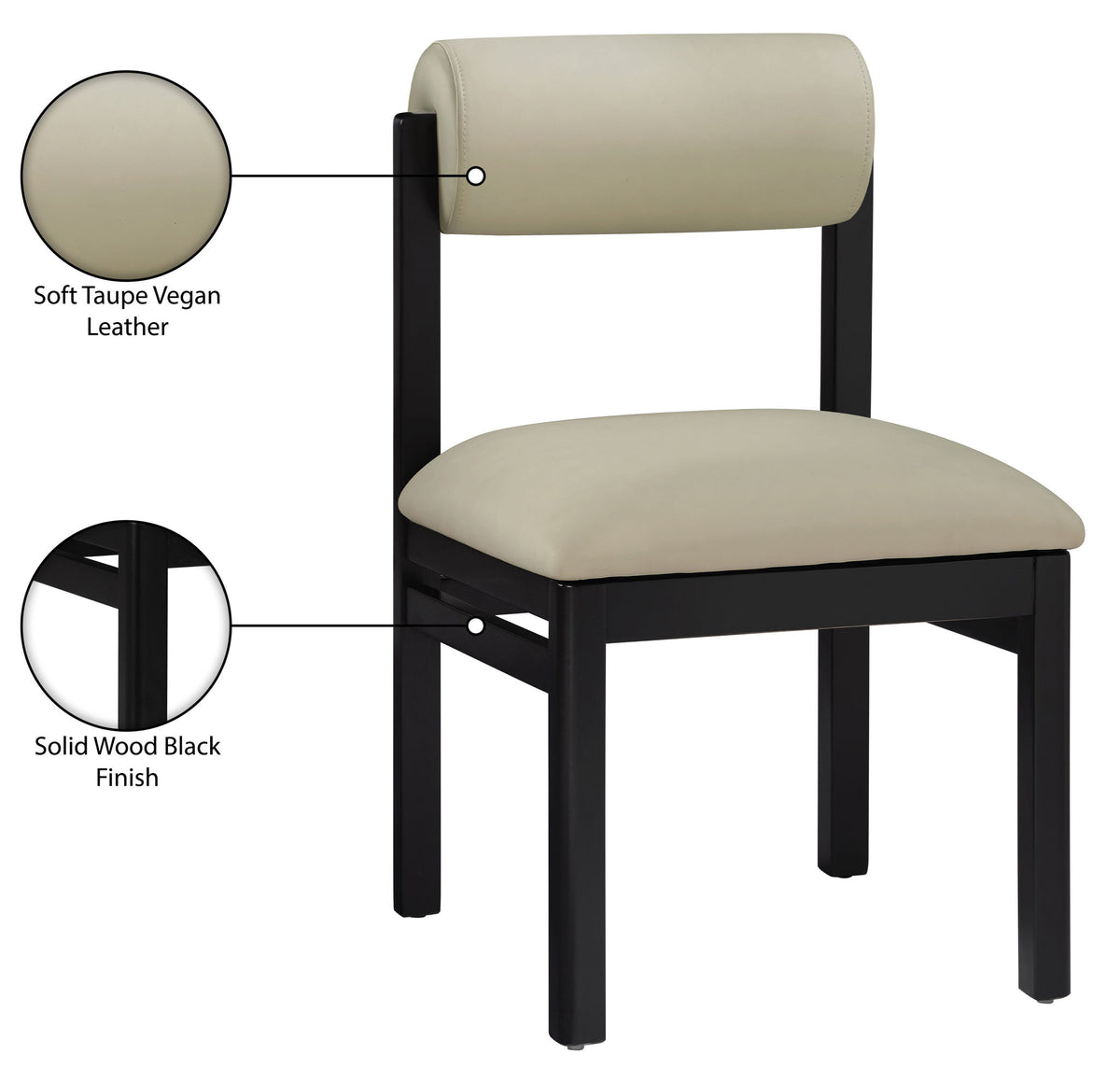 Roundhill - Faux Leather Dining Chair (Set of 2) - Black Frame