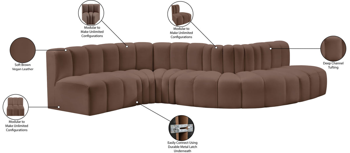 Arc - Faux Leather 6 Piece Curved Modular Sofa