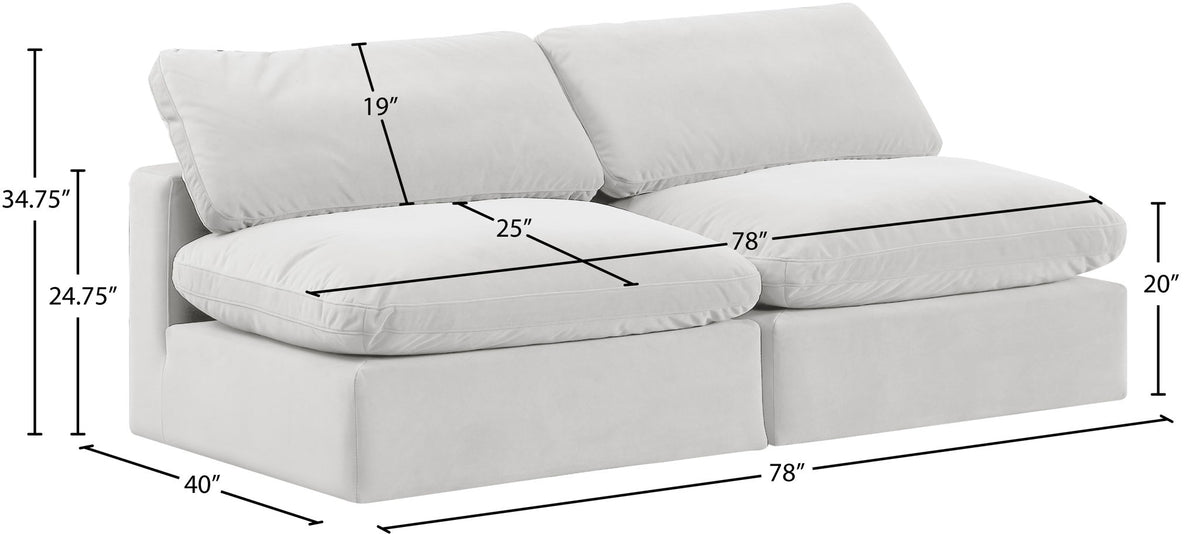 Comfy - Velvet Modular Armless Sofa 2 Seats