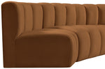Arc - Velvet 4 Piece L-Shaped Modular Sofa - Saddle