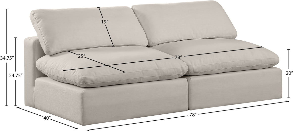 Comfy - Linen Modular Armless Sofa 2 Seats
