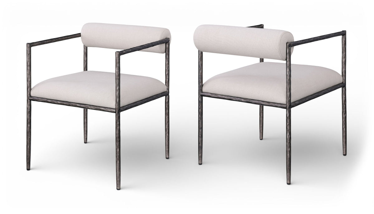 Axis - Linen Textured Beige Fabric Upholstered Dining Chair (Set of 2)