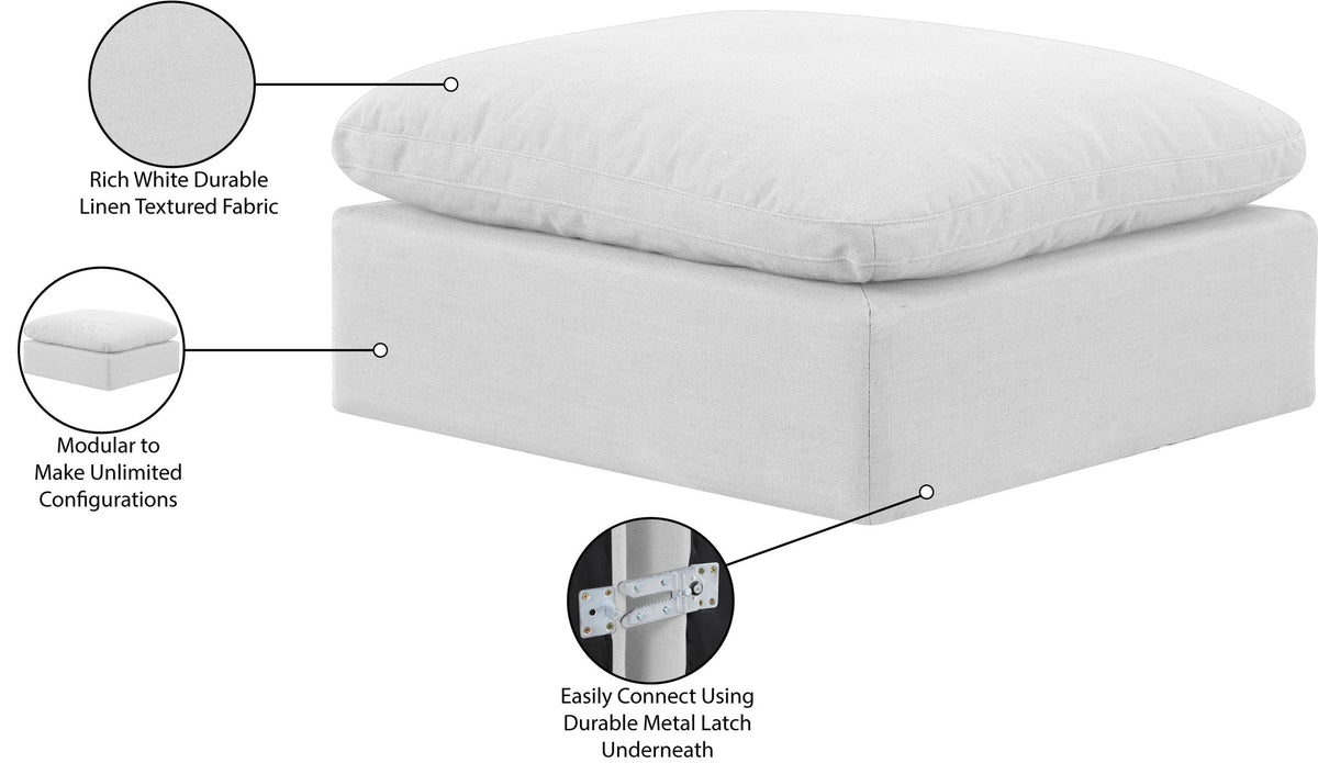 Indulge - Linen Ottoman - White