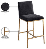 Reeves - Chenille Fabric Upholstered Counter Stool (Set of 2) - Gold Base