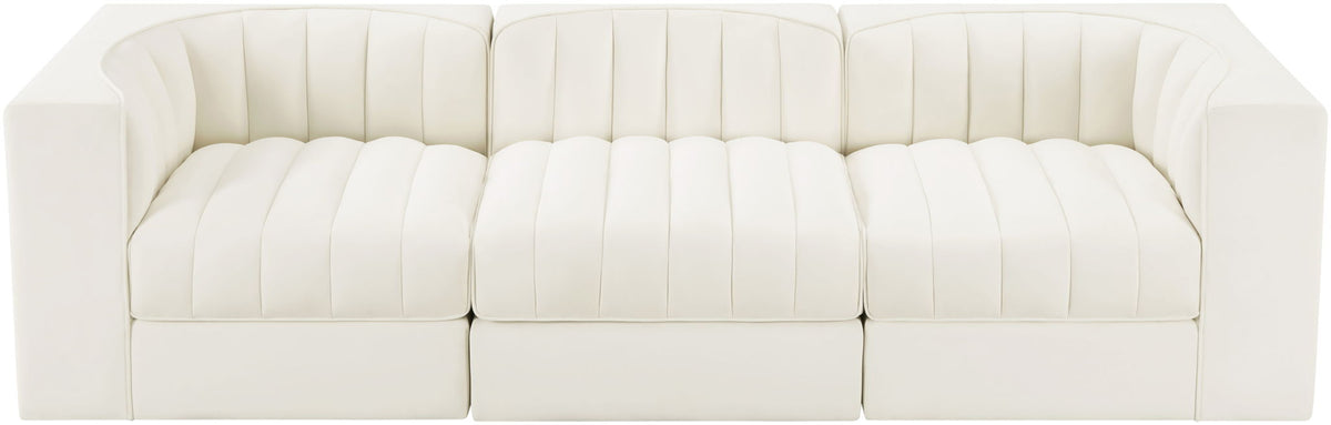Rummi - Velvet Performance Fabric Upholstered 3 Piece Modular Sofa