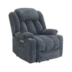 Omarion - Power Recliner With Lift & Heating & Massage - Blue Chenille