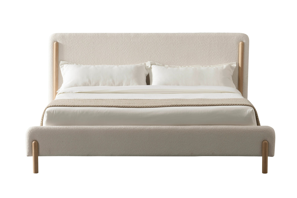 Eastern King Electra - Modern Ivory Fabric + Rubberwood Bed by VIG Furniture - View 1