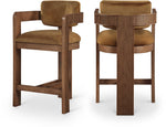 Sacha - Velvet Stool With Brown Base