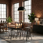 Winslow - Adjustable Height Metal Barstool With Wood Seat - Walnut