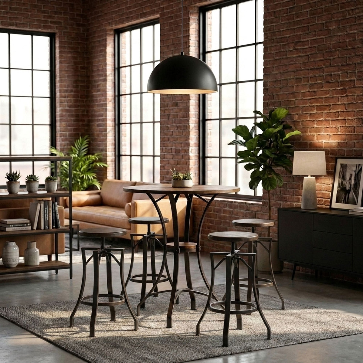Winslow - Adjustable Height Metal Barstool With Wood Seat - Walnut