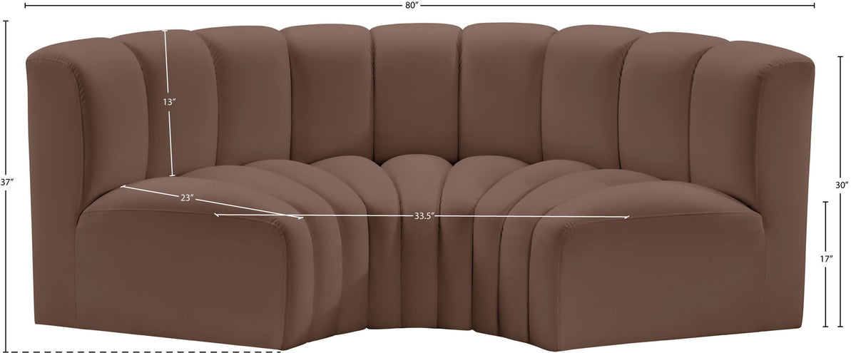 Arc - Faux Leather 3 Piece Modular U-Shaped Sofa
