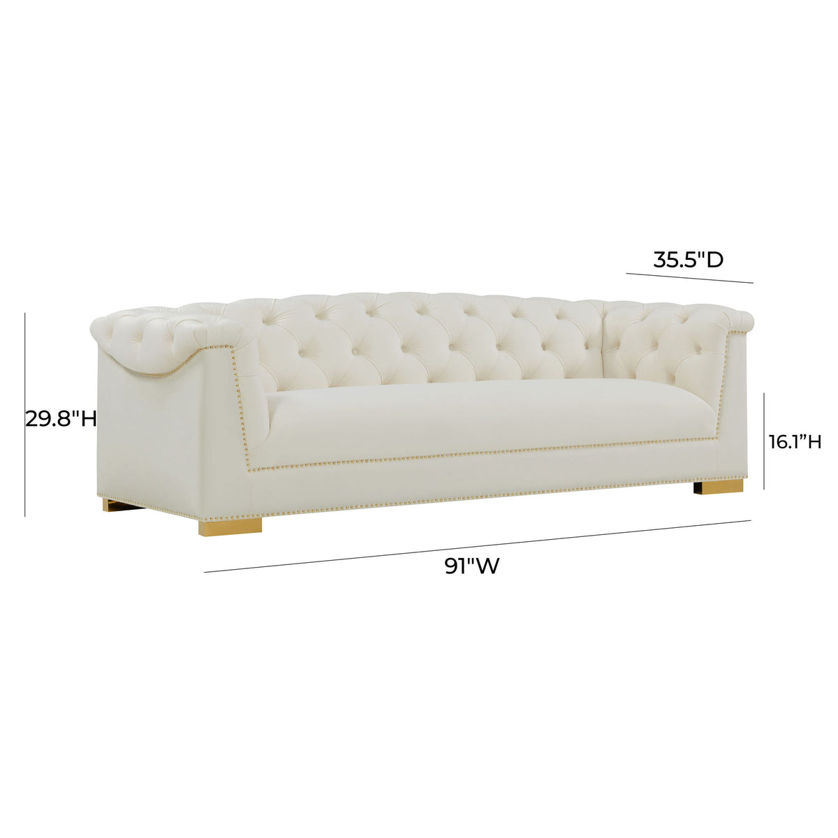 Farah - Velvet Sofa - Cream