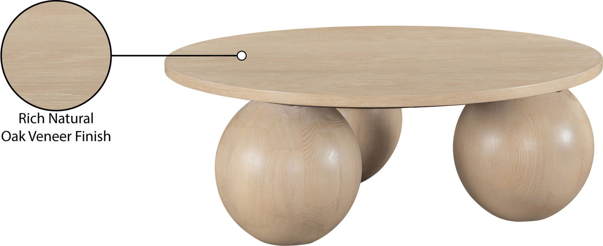 Fitch - Wood Oak Veneer Coffee Table - 3 Legs