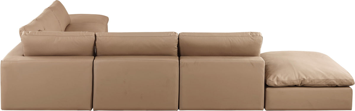 Comfy - 7 Piece Faux Leather Modular Corner Sectional - Tan