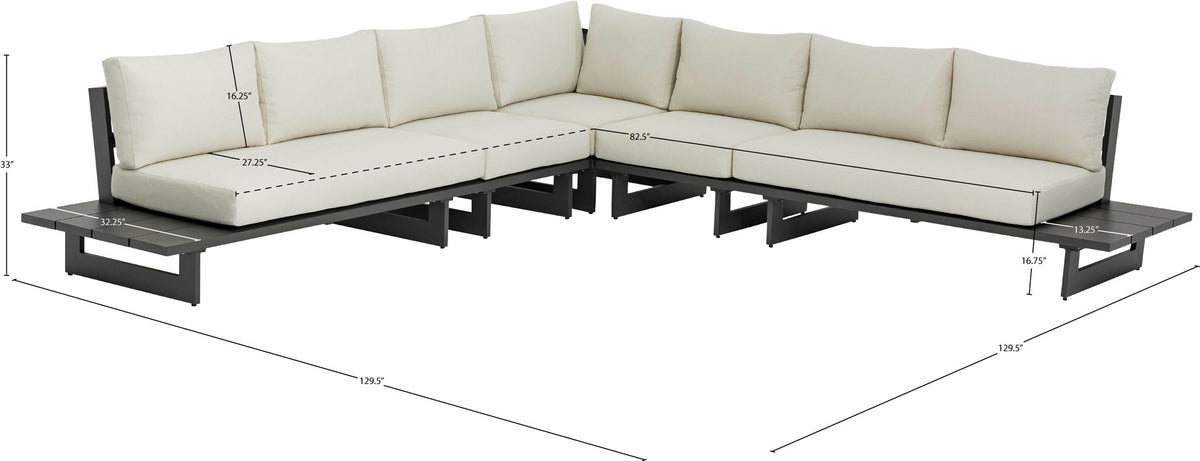 Maldives - 5 Piece Water Resistant Outdoor Patio Modular Sectional With Gray Base