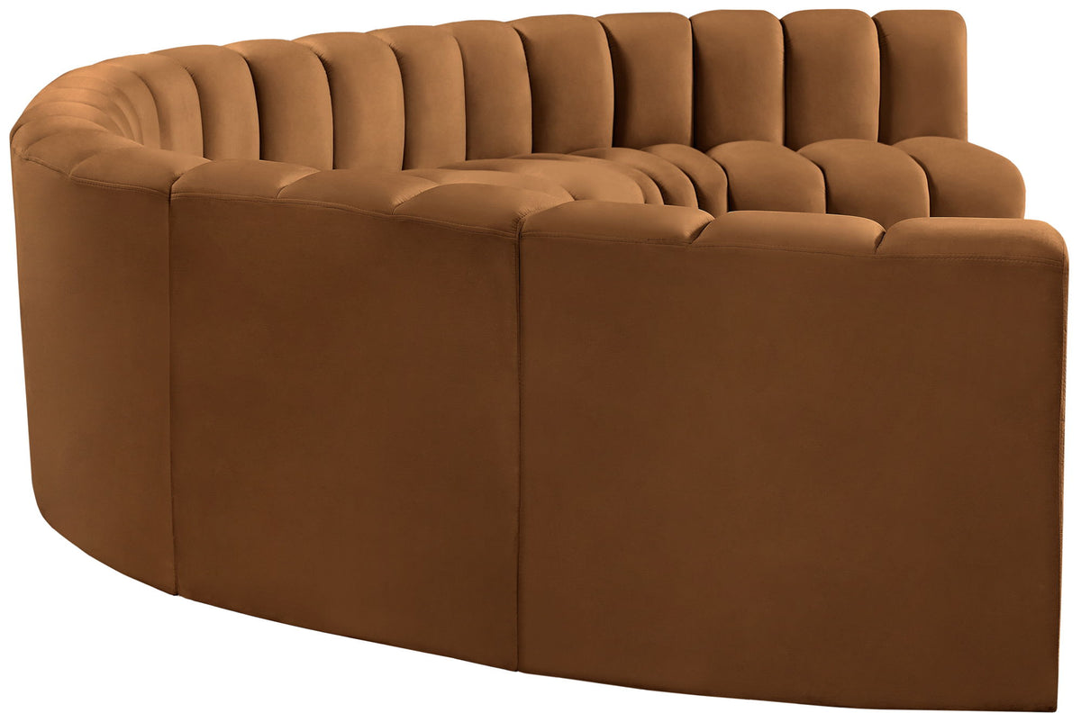 Arc - Velvet 8 Piece U-Shaped Modular Sofa - Saddle