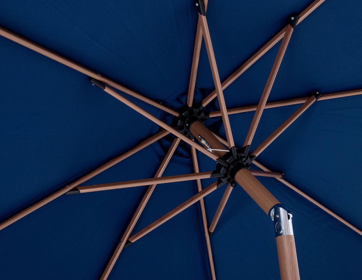 Fiji - Aluminum Patio Umbrella With Round White And Teak Base