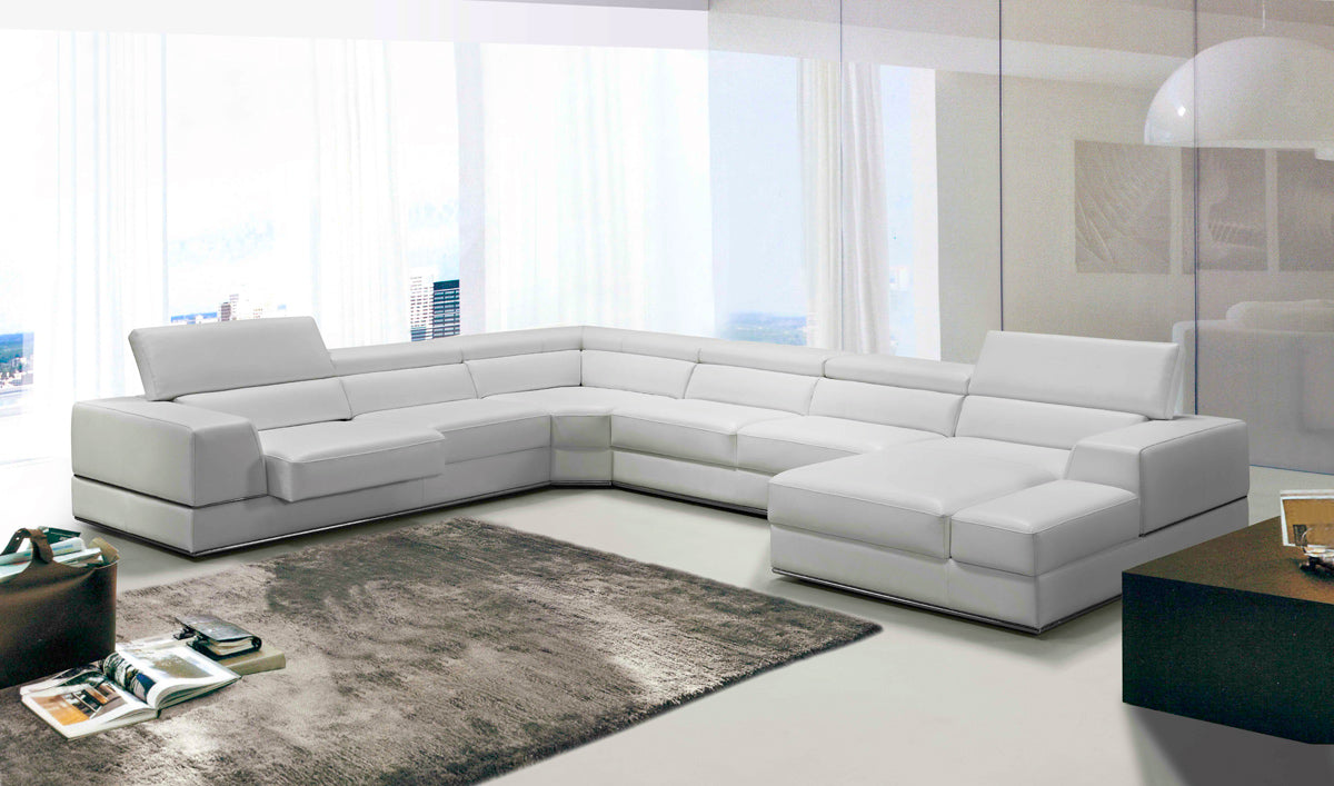 Pella Modern White Bonded Leather Sectional Sofa by VIG Furniture - View 1