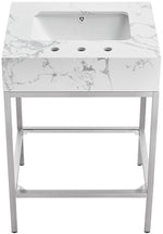 Marmo - Engineered Marble Bathroom Vanity With Chrome Base