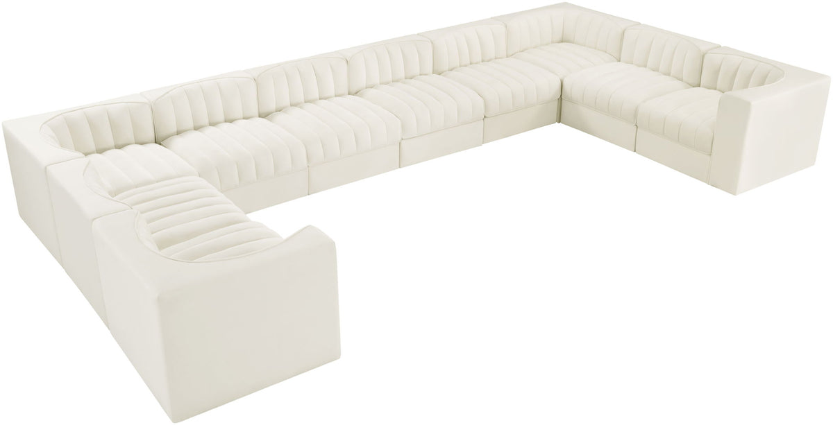 Rummi - Velvet Performance Fabric Upholstered 10 Piece Modular Sectional