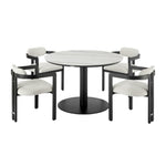 Jazmin - 5-Piece Outdoor Round Sintered Stone Dining Set - White / Black
