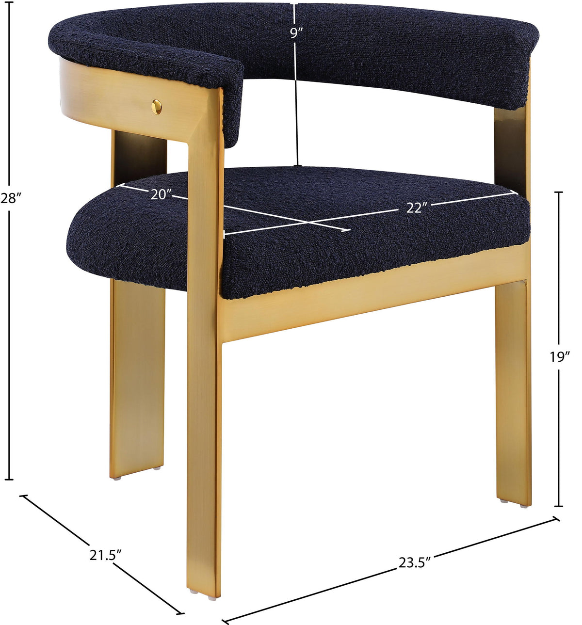 Romeo - Boucle Dining Chair With Gold Base (Set of 2)