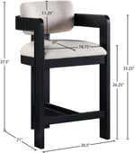 Sacha - Linen Stool With Black Base