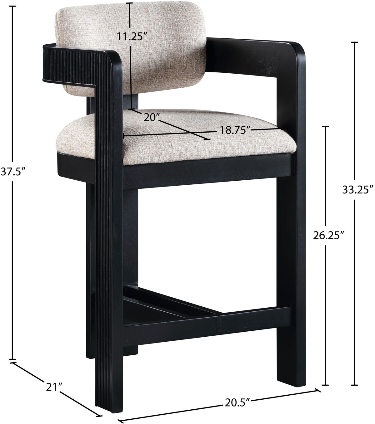 Sacha - Linen Stool With Black Base