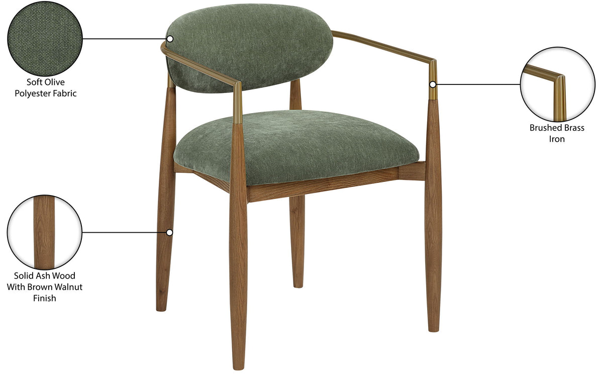 Riccio - Fabric Dining Arm Chair (Set of 2) - Walnut Frame
