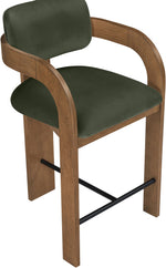Cedra - Velvet Performance Fabric Upholstered Counter Stool - Brown Frame