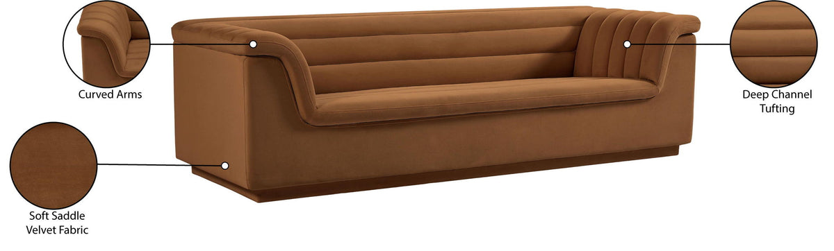 Cascade - Velvet Sofa - Saddle