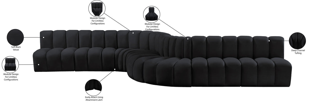 Arc - Velvet 8 Piece Curved Modular Sofa