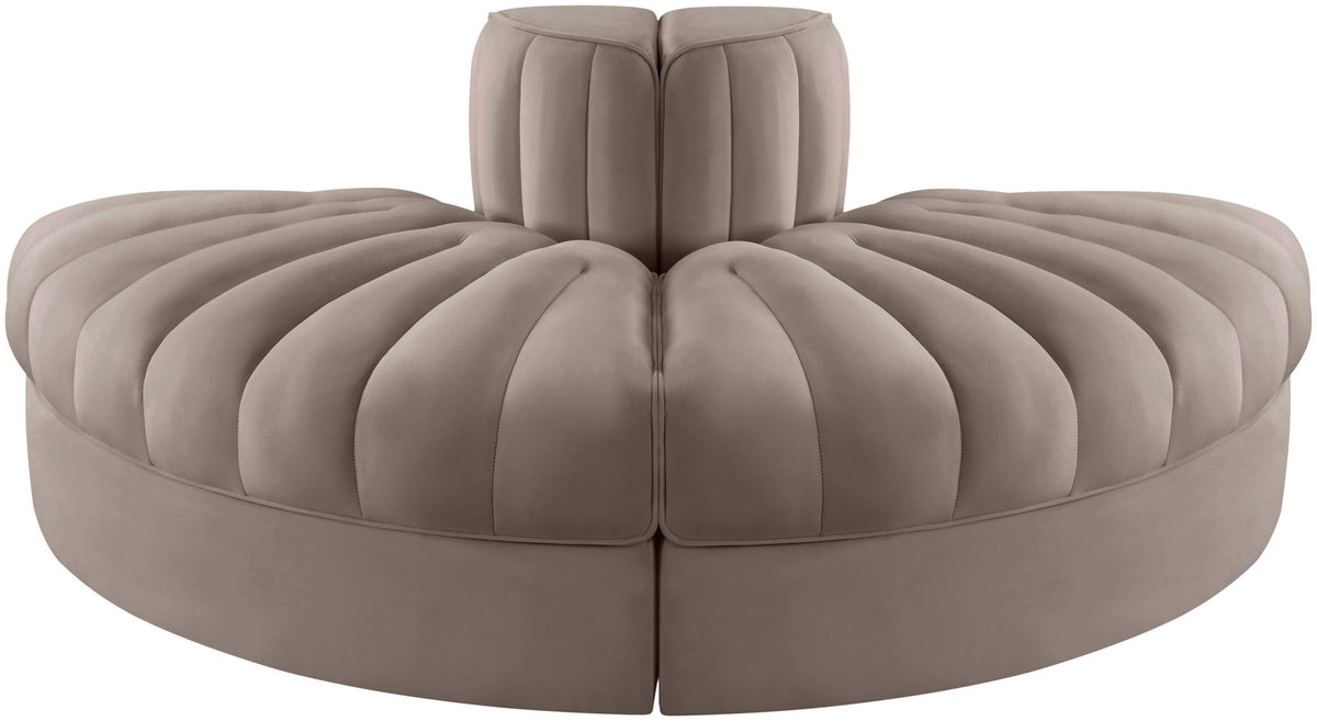 Rummi - Velvet Performance Fabric Upholstered 2 Piece  Rounded Modular Loveseat
