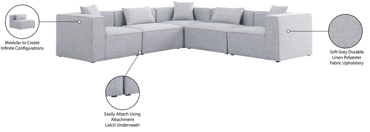 Cube - Linen 5 Piece Modular Corner Sectional