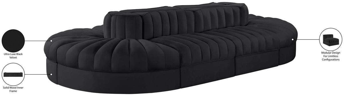 Rummi - Oval Velvet Performance Fabric Upholstered 8 Piece Modular Sectional