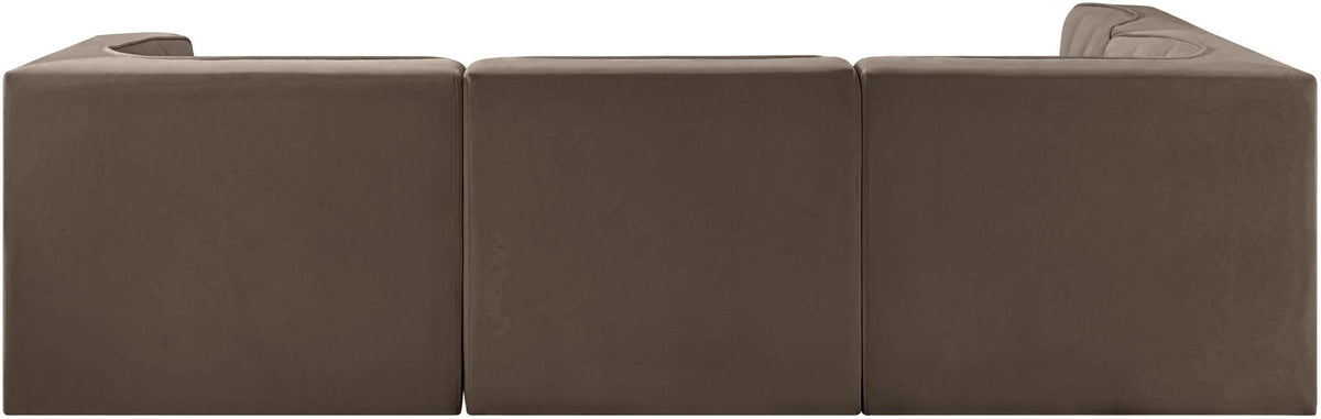 Rummi - Velvet Performance Fabric Upholstered 4 Piece Modular Sectional