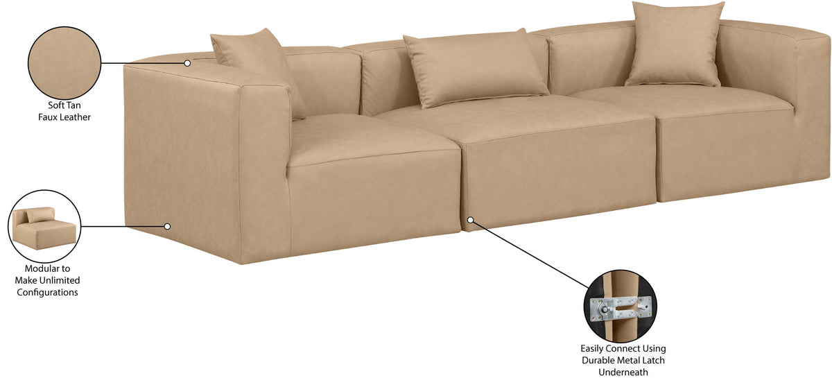 Cube - Modular 3 Piece Sofa - Tan