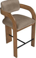 Cedra - Velvet Performance Fabric Upholstered Counter Stool - Brown Frame