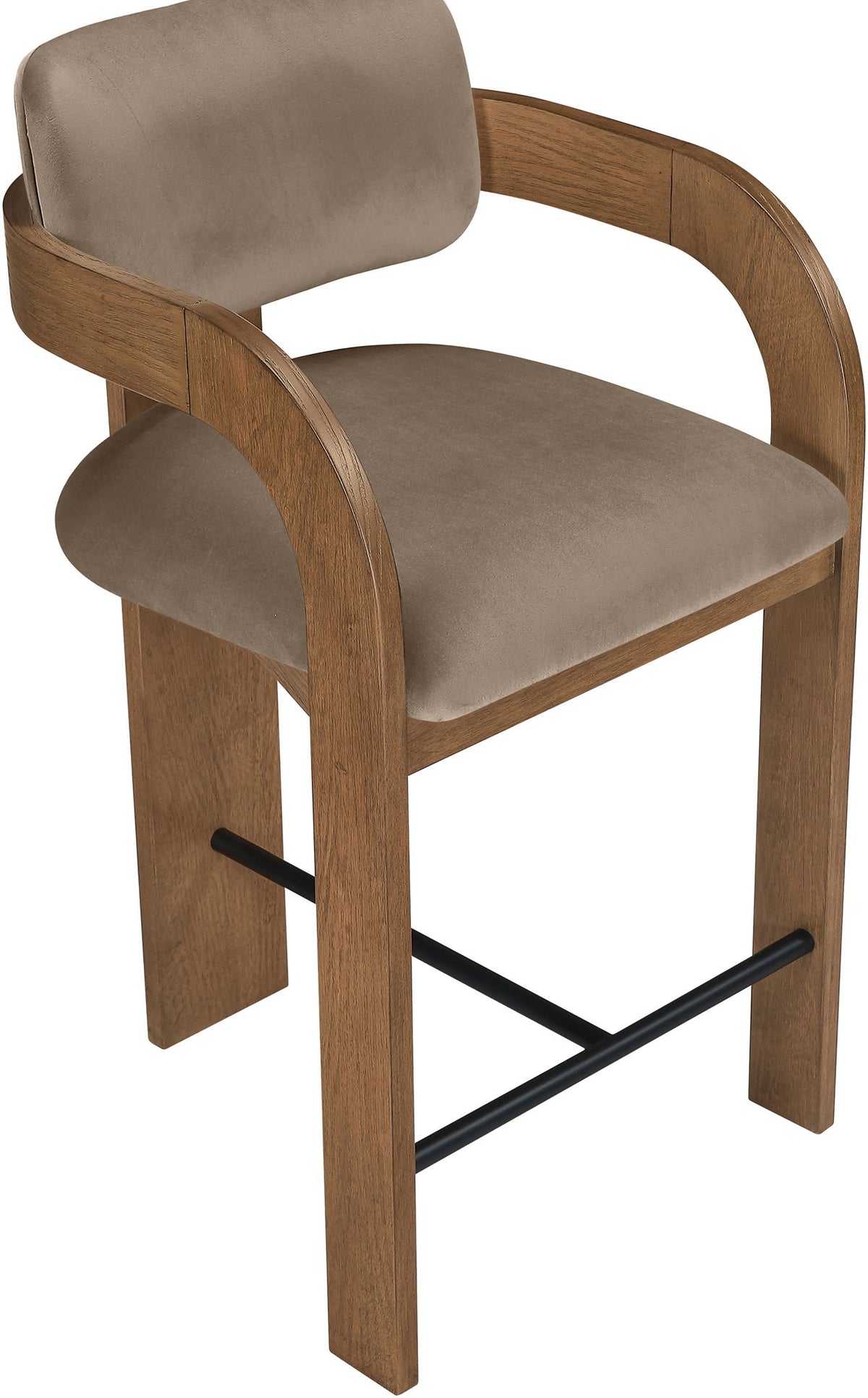 Cedra - Velvet Performance Fabric Upholstered Counter Stool - Brown Frame