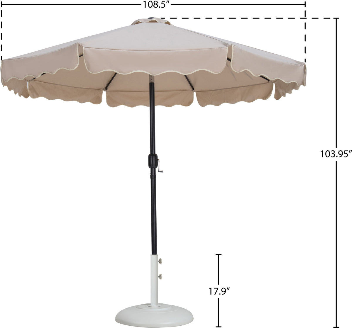 Amalfi - Patio Umbrella - White Base / Black Pole