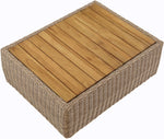 Seacrest - Teak Wood And Wicker Outdoor Patio Coffee Table