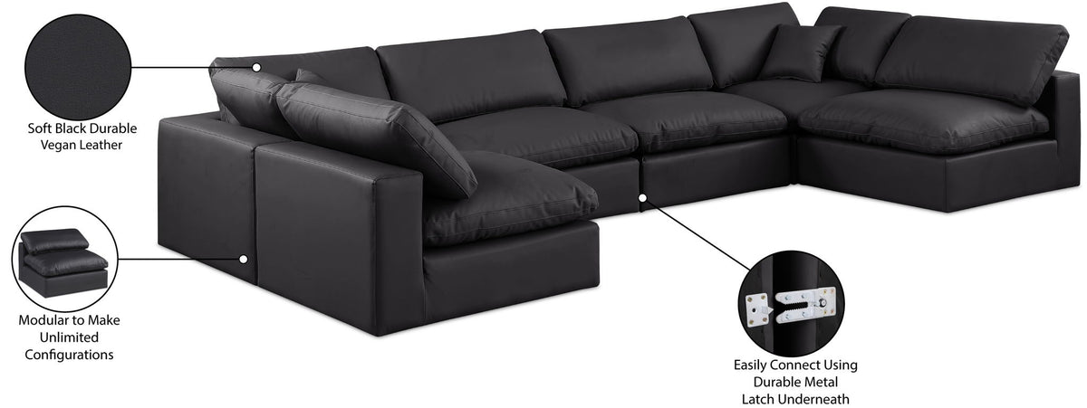 Comfy - 6 Piece Faux Leather Modular Armless Sectional