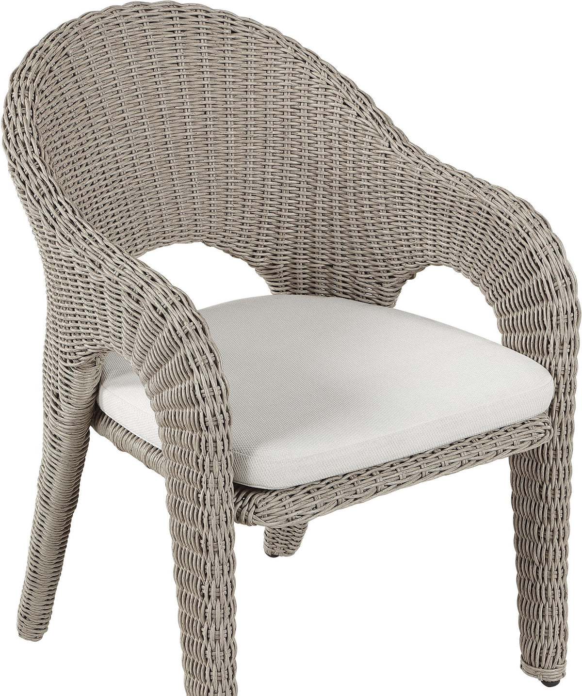 Seacrest - Olefin Water Resistant Fabric And Wicker Outdoor Patio Dining Chair