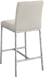 Reeves - Chenille Fabric Upholstered Counter Stool (Set of 2) - Silver Base