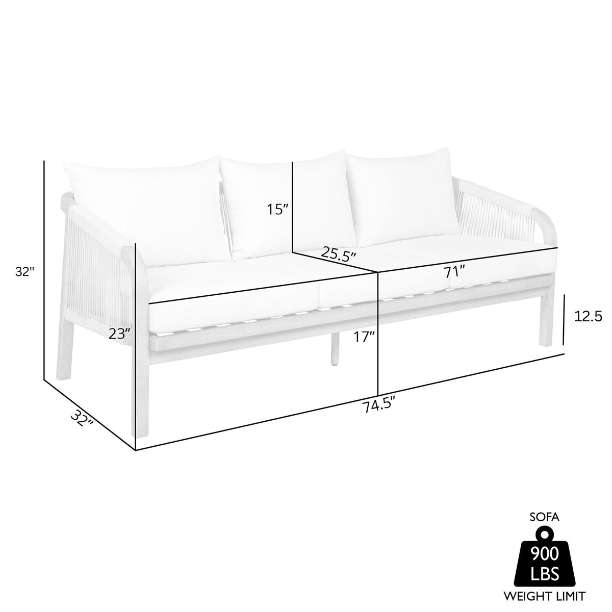 Cypress - Outdoor Patio Sofa - Blonde Eucalyptus / Ivory